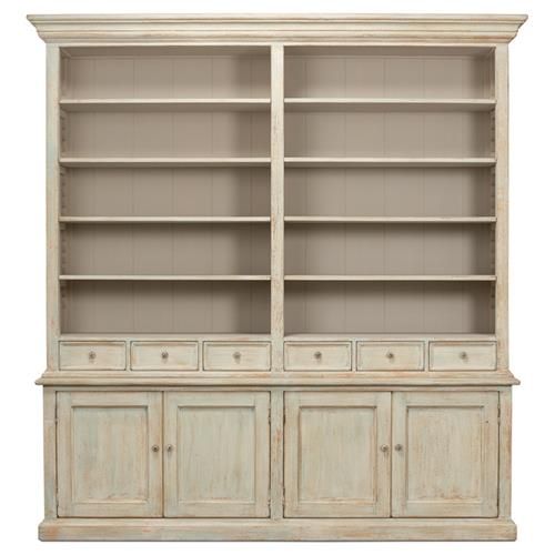 Antonia Rustic Lodge Distressed Bluewash Reclaimed Pine Display Case | Kathy Kuo Home