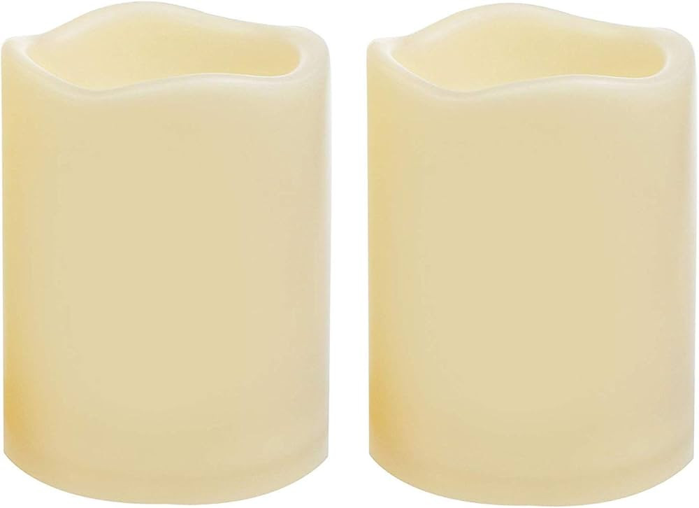 YINCHI 2 Waterproof Outdoor Battery Operated Flameless LED Pillar Candles with Timer Flickering P... | Amazon (US)