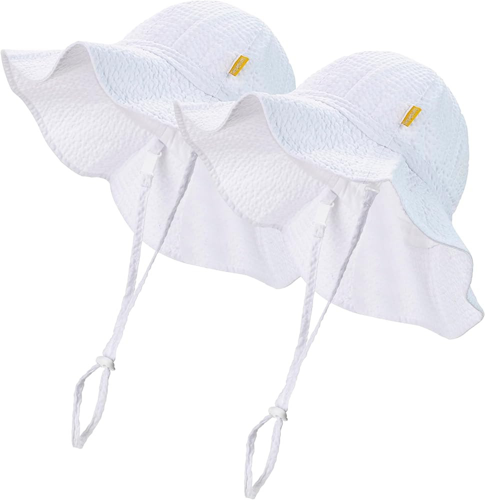 Baby & Toddler Wide Brim Sun Hats UPF 50+ Sun Protection Bucket Cap Cute Adjustable Hat in Seersu... | Amazon (US)