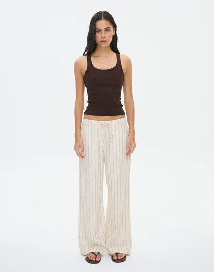 Stripe Linen Blend Low Rise Pant | Glassons (Australia)