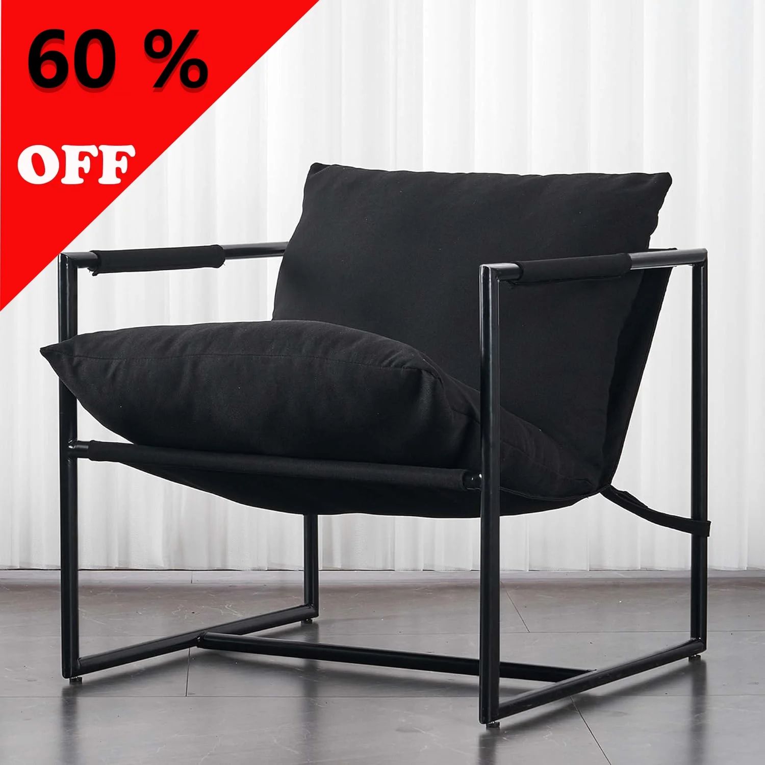 Unikome Basic Livingroom Sling Accent Arm Chair Metal Lounge Chair, Metal Framed Arm-chair with S... | Walmart (US)