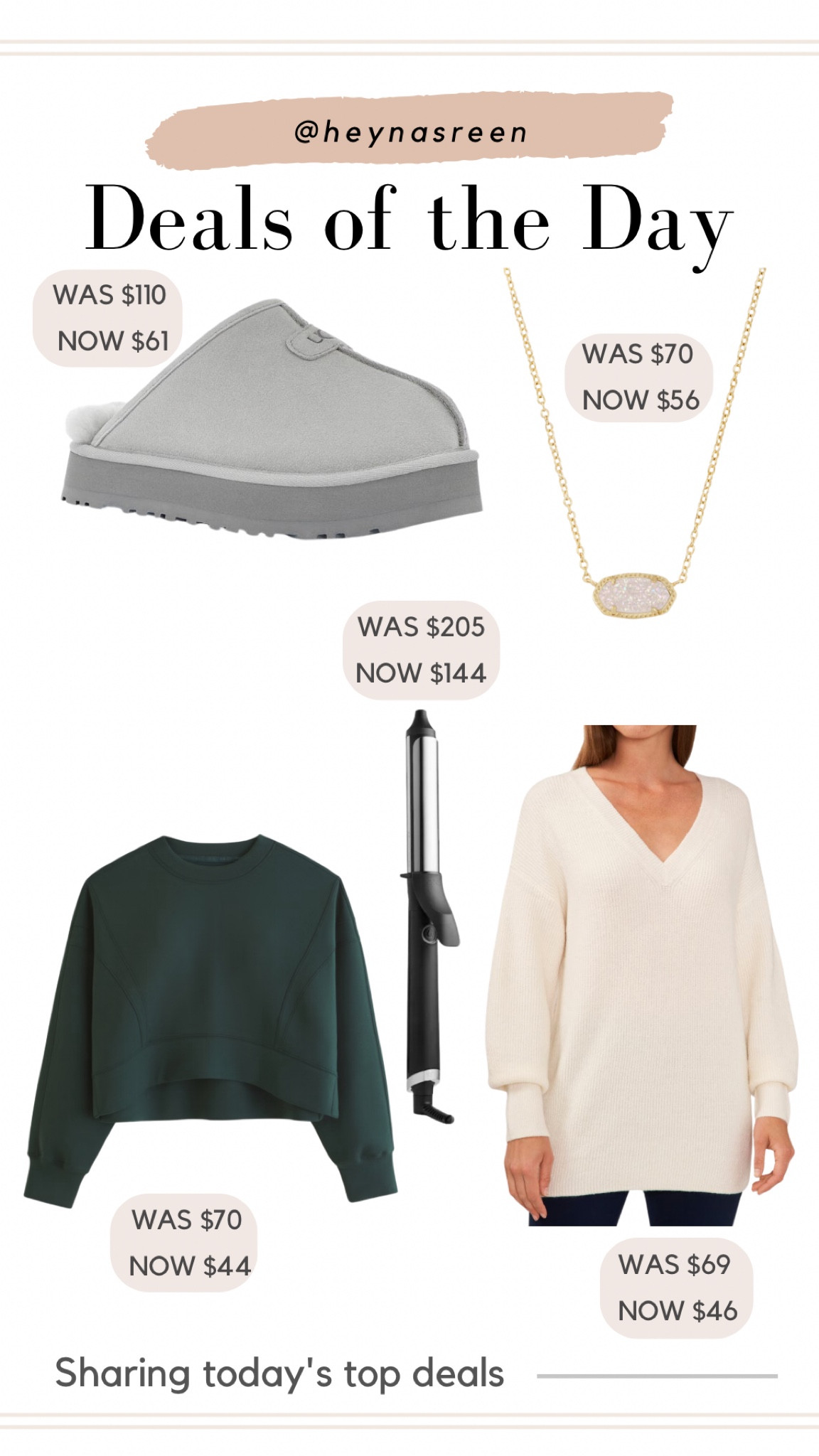 Daily deals on Ugg slippers, Kendra Scott necklace, Halogen sweater, GHD curling iron, Abercrombie YPB sweatshirt 

#LTKsalealert