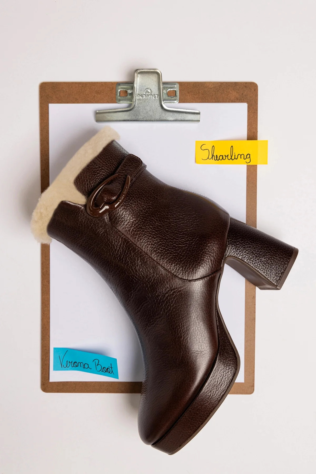 Dolly Verona Low Boot In Brown Leather And Natural Shearling | Larroude