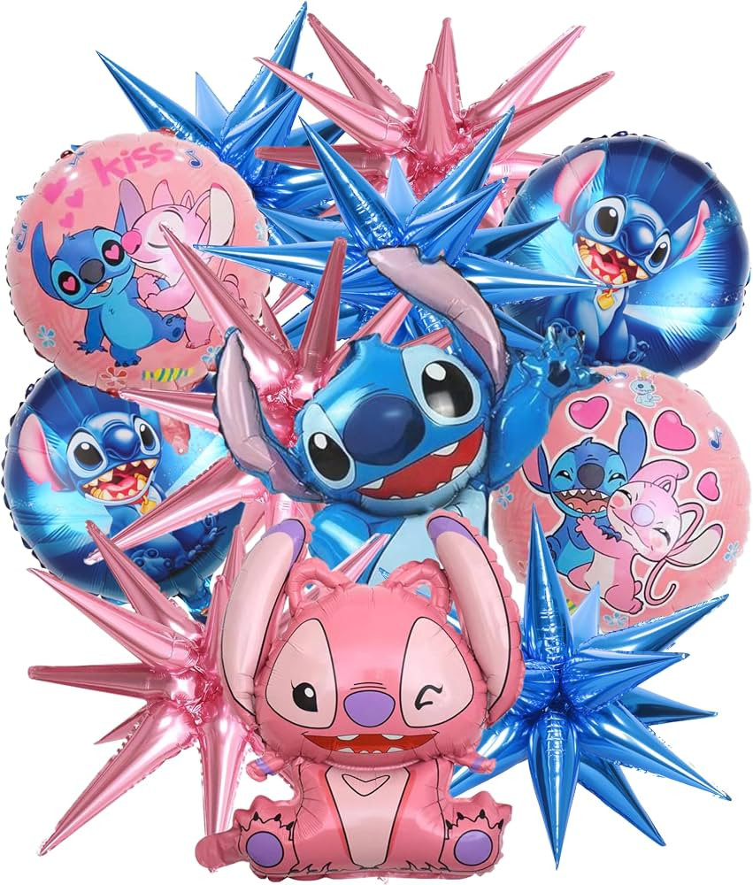 12PCS Stitch Foil Balloons 18" and 26" Angel and Stitch Balloons Birthday Party Decorations Alumi... | Amazon (US)