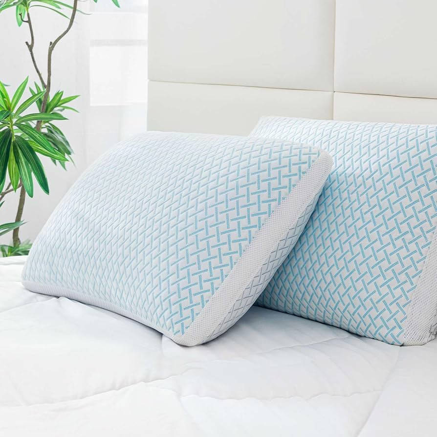 Shredded Memory Foam Cooling Soft Pillows Queen Size Set of 2, Adjustable Hypoallergenic Hotel Qu... | Amazon (US)