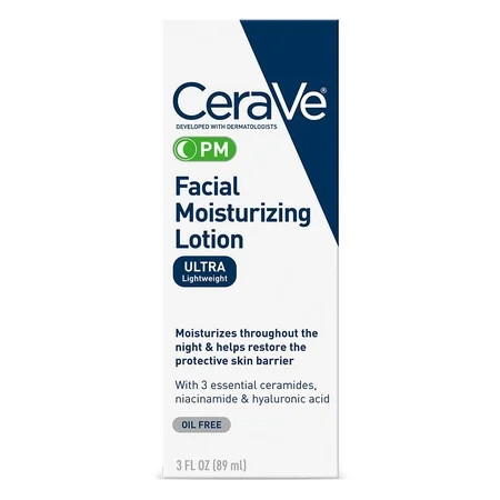 CeraVe PM Facial Moisturizing Lotion Night Cream with Hyaluronic Acid and Niacinamide Ultra-Lightwei | Walmart (US)