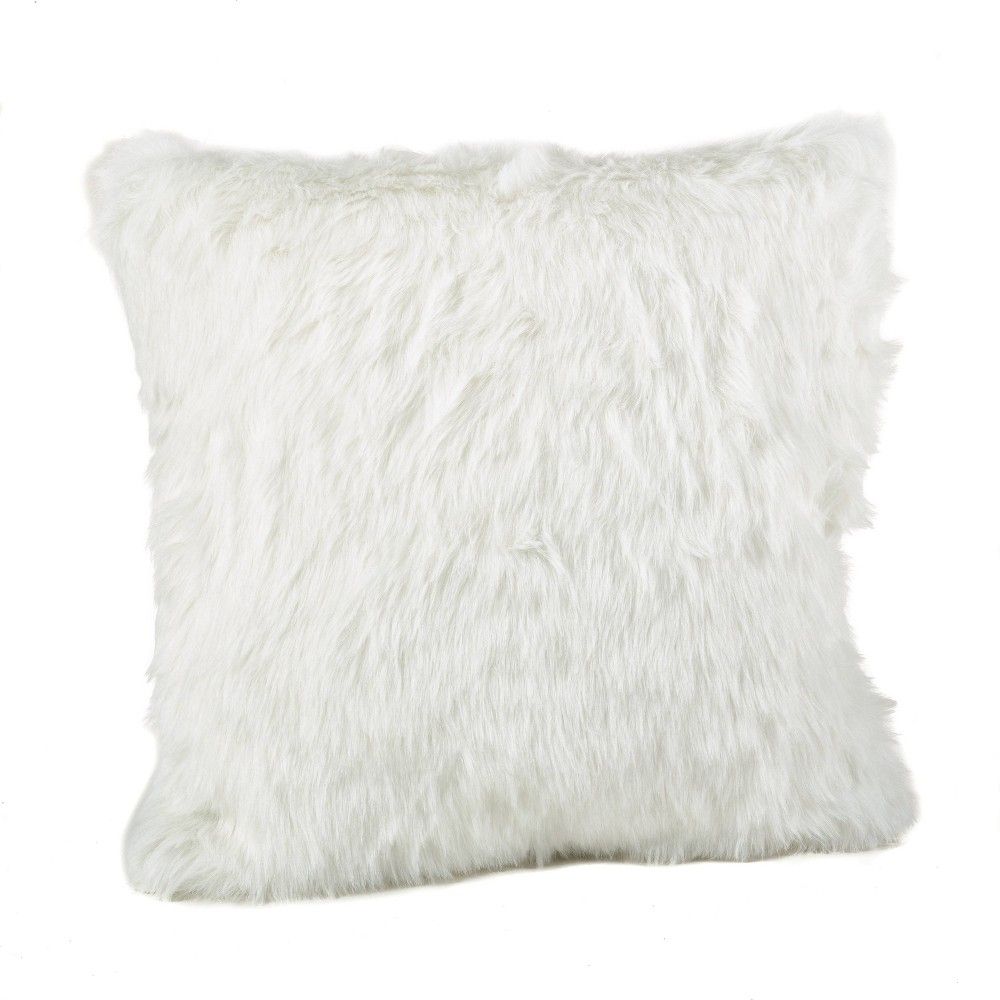 20""x20"" Down Filled Faux Fur Throw Pillow White - Saro Lifestyle | Target
