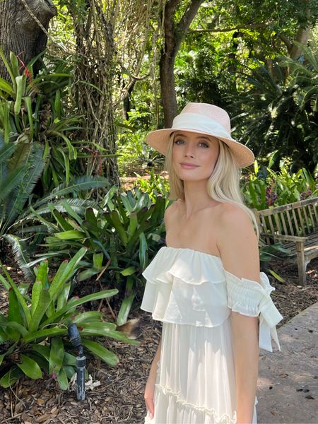 Florida outfit 
Pink hat
Pink straw hat
White dress
Bride 
Bridal 
Bachelorette
Honeymoon 
Engagement 

#LTKunder100 #LTKSeasonal #LTKwedding