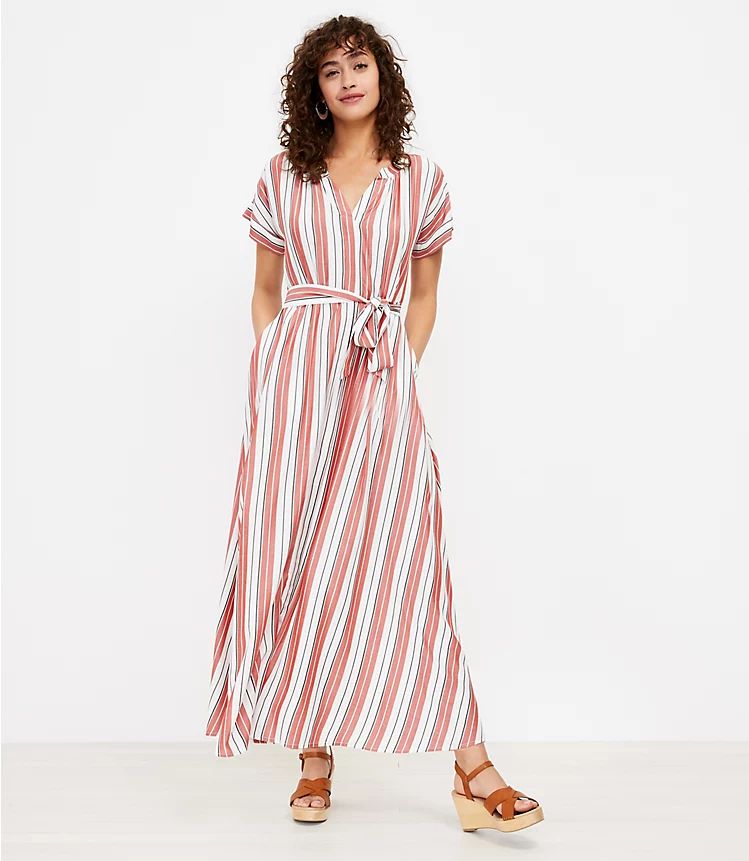 Striped Pocket Maxi Shirtdress | LOFT