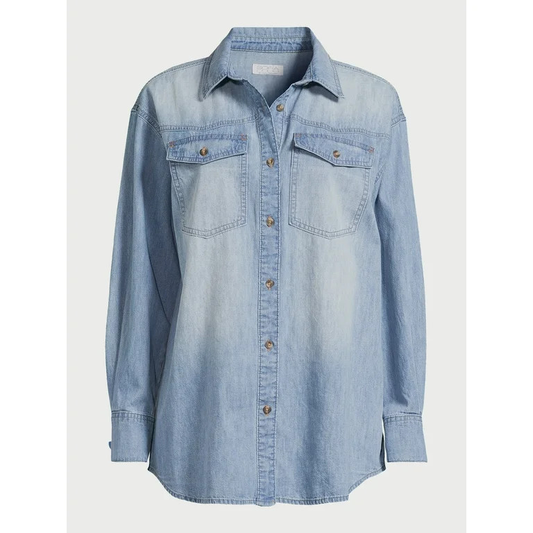 Sofia Jeans Women's Oversized Boyfriend Shirt, Sizes XS-XXXL | Walmart (US)