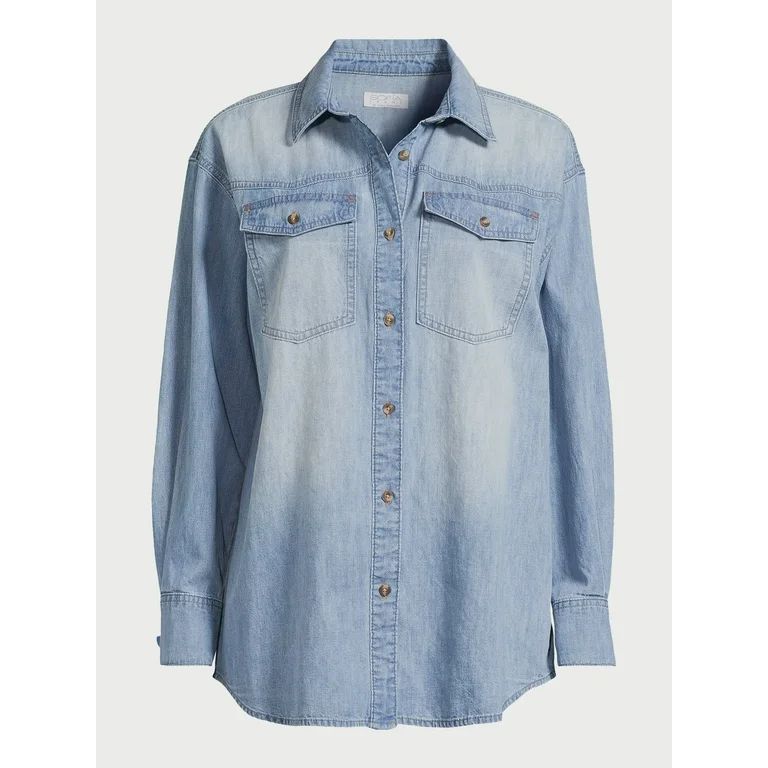 Sofia Jeans Women's and Women's Plus Oversized Boyfriend Shirt with Long Sleeves, Sizes XXS-5X - ... | Walmart (US)