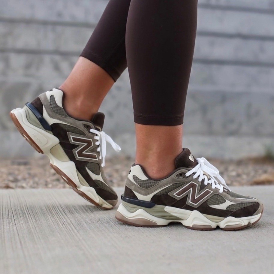 the new balance 9060s are insanely comfortable with that chunky, on trend look that goes with everything. 🤎 I personally go down a half size for the best fit, and they’re perfect for long days when you still want to look cute