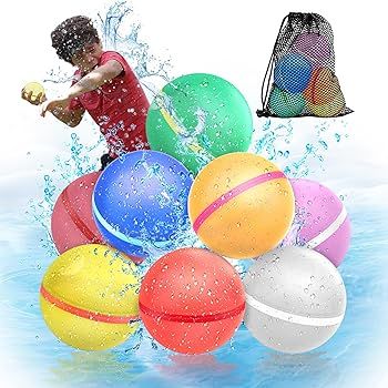 【8 Pack】Magnetic Reusable Water Balloons Fast Refillable for Kids Outdoor Activities, latex-f... | Amazon (US)