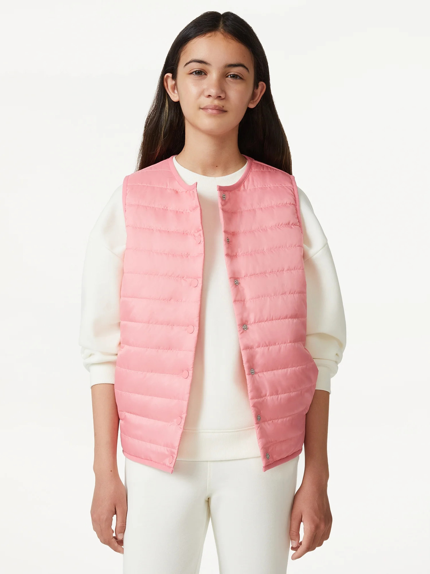 Free Assembly Girls Solid Packable Vest, Sizes 4-18 | Walmart (US)