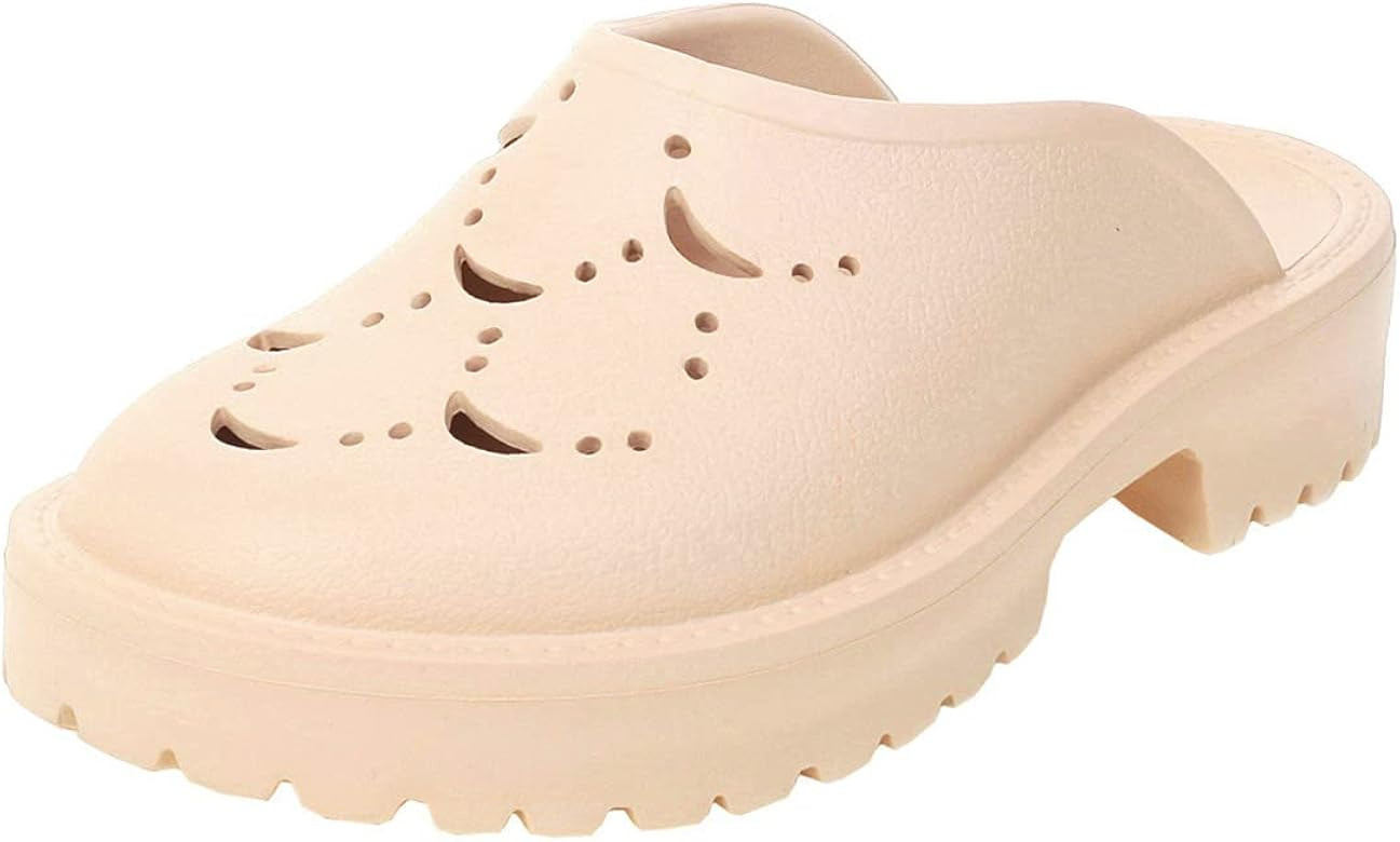 vivianly Women's Comfort Soft Slipper Round Closed Toe Platform Thick Sole Flat Slides For Indoor... | Amazon (US)