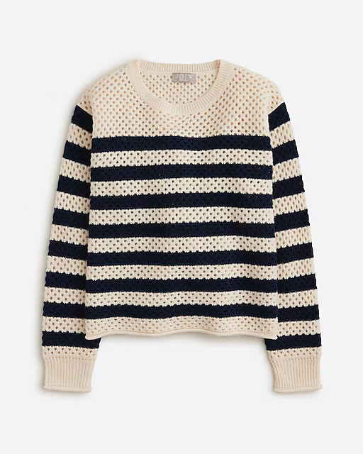 Cashmere pointelle roll-cuff sweater | J. Crew US