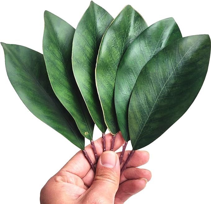 VENCELIN 20Pcs Artificial Magnolia Leaf Fake Green Leaves for Decorate Flower Garland Artificial ... | Amazon (US)