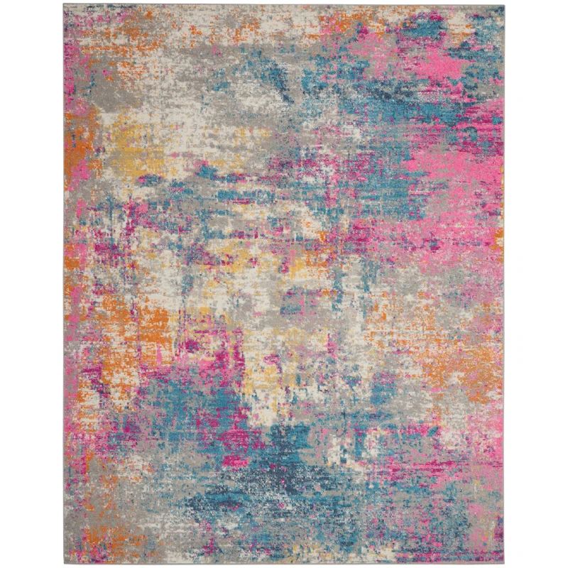 Abbate Abstract Area Rug in Pink/Blue/Orange/Ivory | Wayfair North America