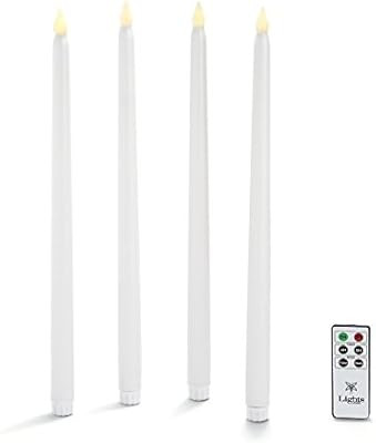 White Flameless Taper Candlesticks with Timer, 15 Inch Candle Set, Warm White Flickering LED Ligh... | Amazon (US)