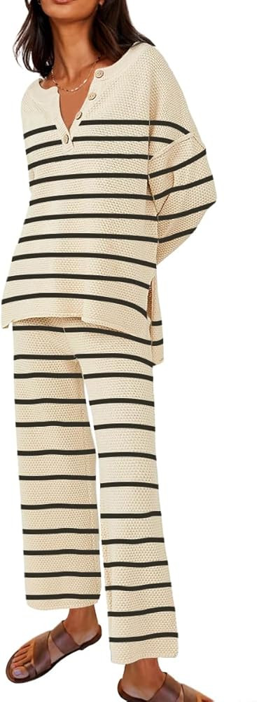 Women's 2 Piece Trendy Outfits Oversized Slouchy Matching Lounge Sets Cozy Knit Loungewear Sweate... | Amazon (US)