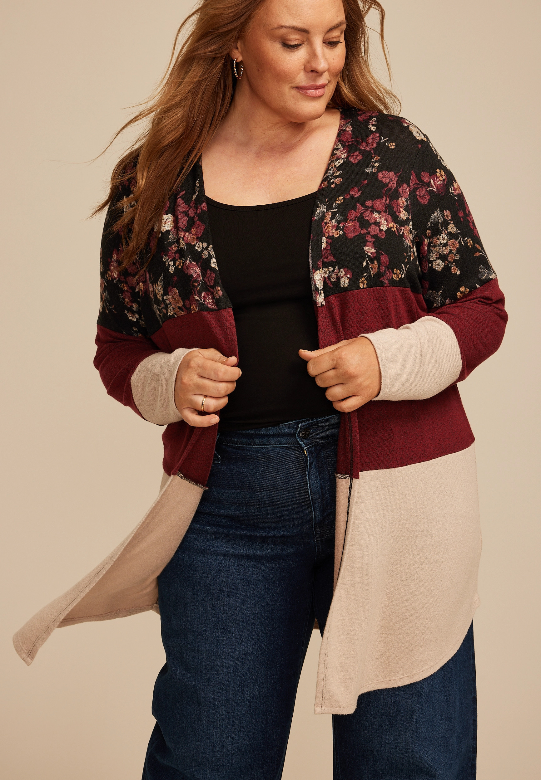 Maurices Plus Size Women's Hacci Colorblock Cardigan Size 0X | Maurices