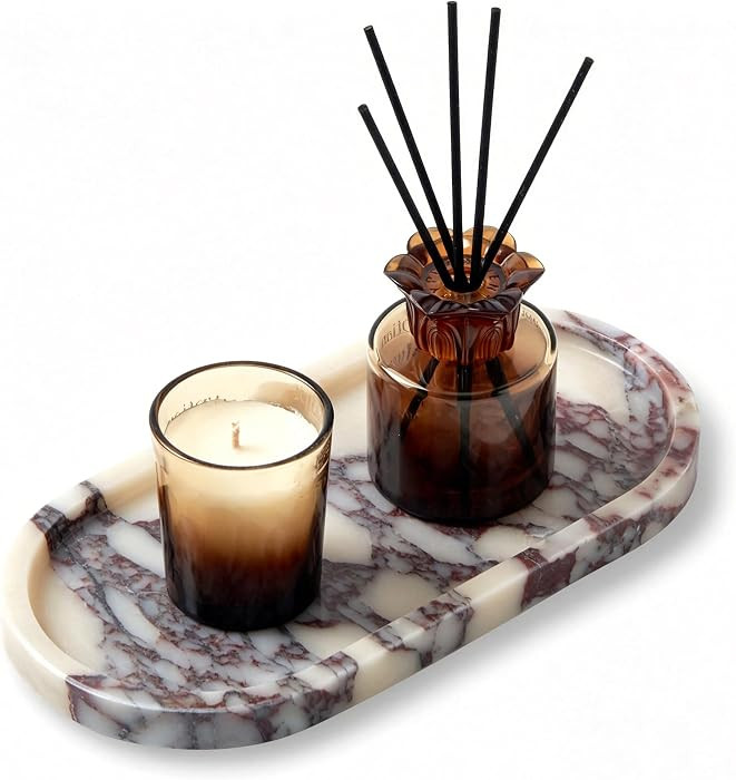 Luxury Natural Oval Marble Tray, Vanity Catchall Organizer Jewelry Decor | Amazon (US)