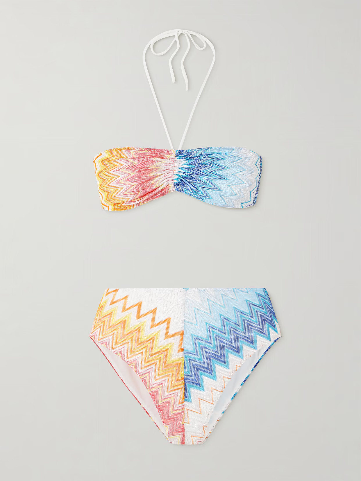 Missoni - Mare Gathered Metallic Striped Crochet-knit Bikini - Multi | NET-A-PORTER (US)