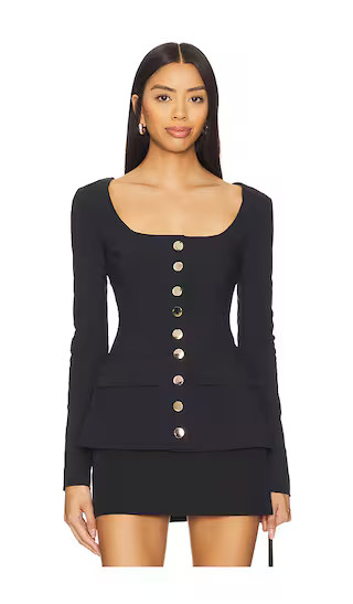 Boatneck Peplum Blazer in Black | Revolve Clothing (Global)