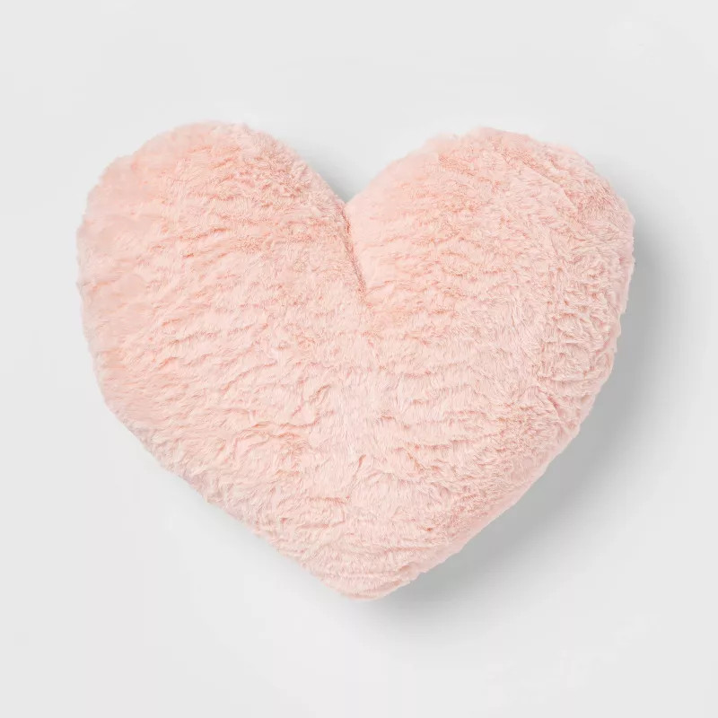 Faux Fur Heart Throw Pillow Pink - Pillowfort™ | Target