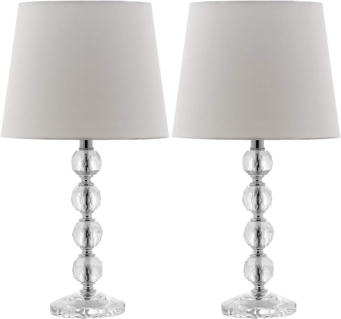 SAFAVIEH Lighting Collection Nola Modern Glam Stacked Crystal Ball/ Off-White Shade 16-inch Bedro... | Amazon (US)
