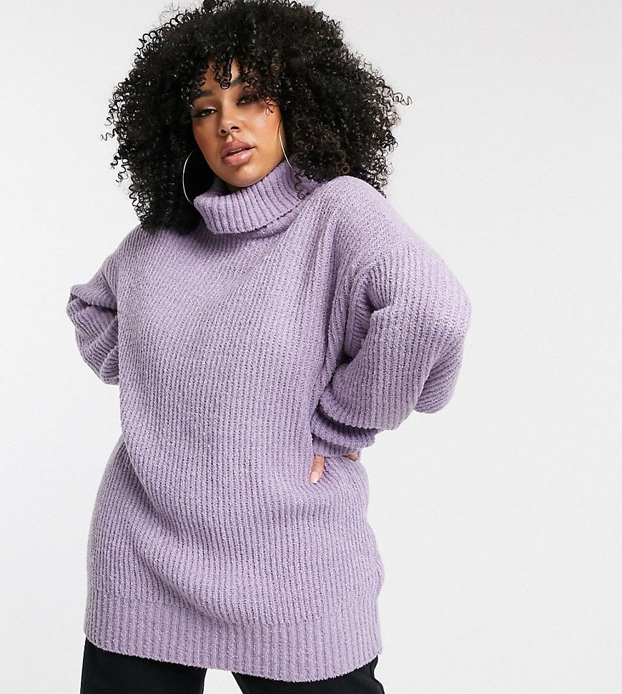 Missguided Plus oversized roll neck jumper in lilac-Purple | ASOS (Global)