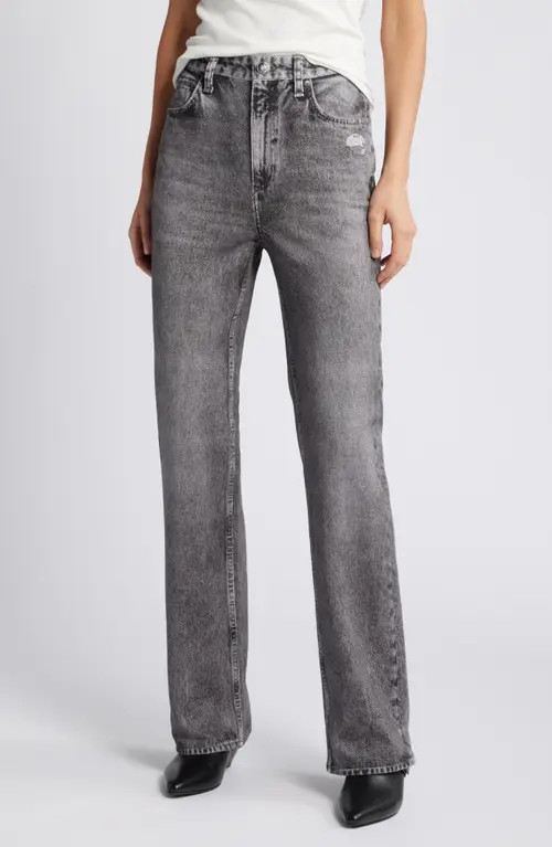 rag & bone Miramar Shea Relaxed Straight Cotton Terry Sweatpant Jeans in Raven at Nordstrom, Size 27 | Nordstrom