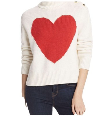 KATE SPADE Broome Street Heart Turtleneck Sweater In French Cream | eBay US