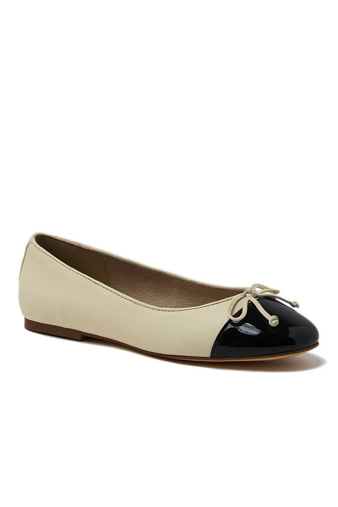 Women's Essential Leather Cap Toe Ballet Flats - Lands' End - 7 | Lands' End (US)