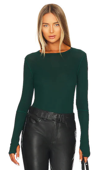 Michael Lauren Everett Long Sleeve Thumbhole Tee in Dark Green. - size M | Revolve Clothing (Global)