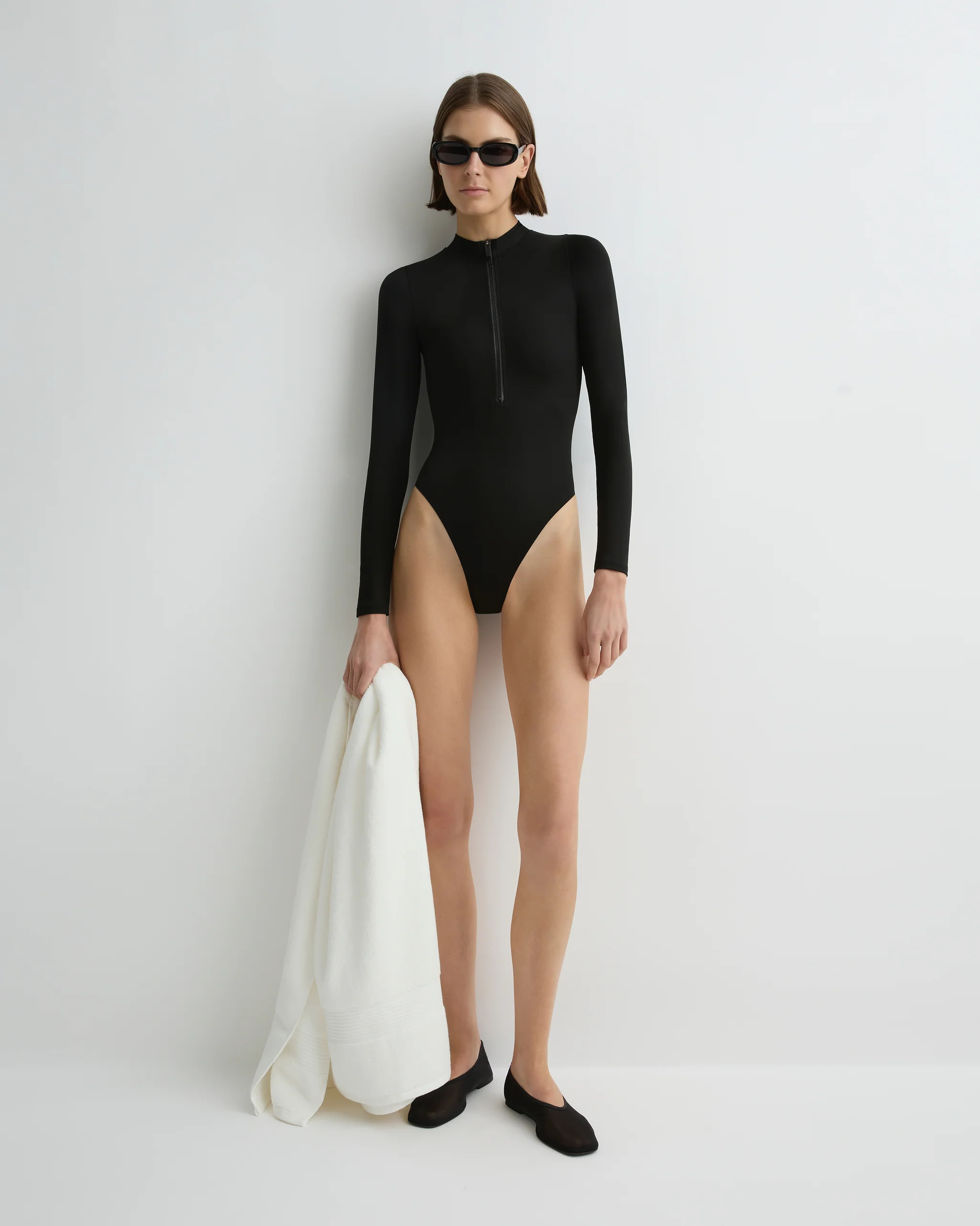 Parker Long Sleeve Body Suit Black | BONDI BORN® | Swimsuit | BONDI BORN