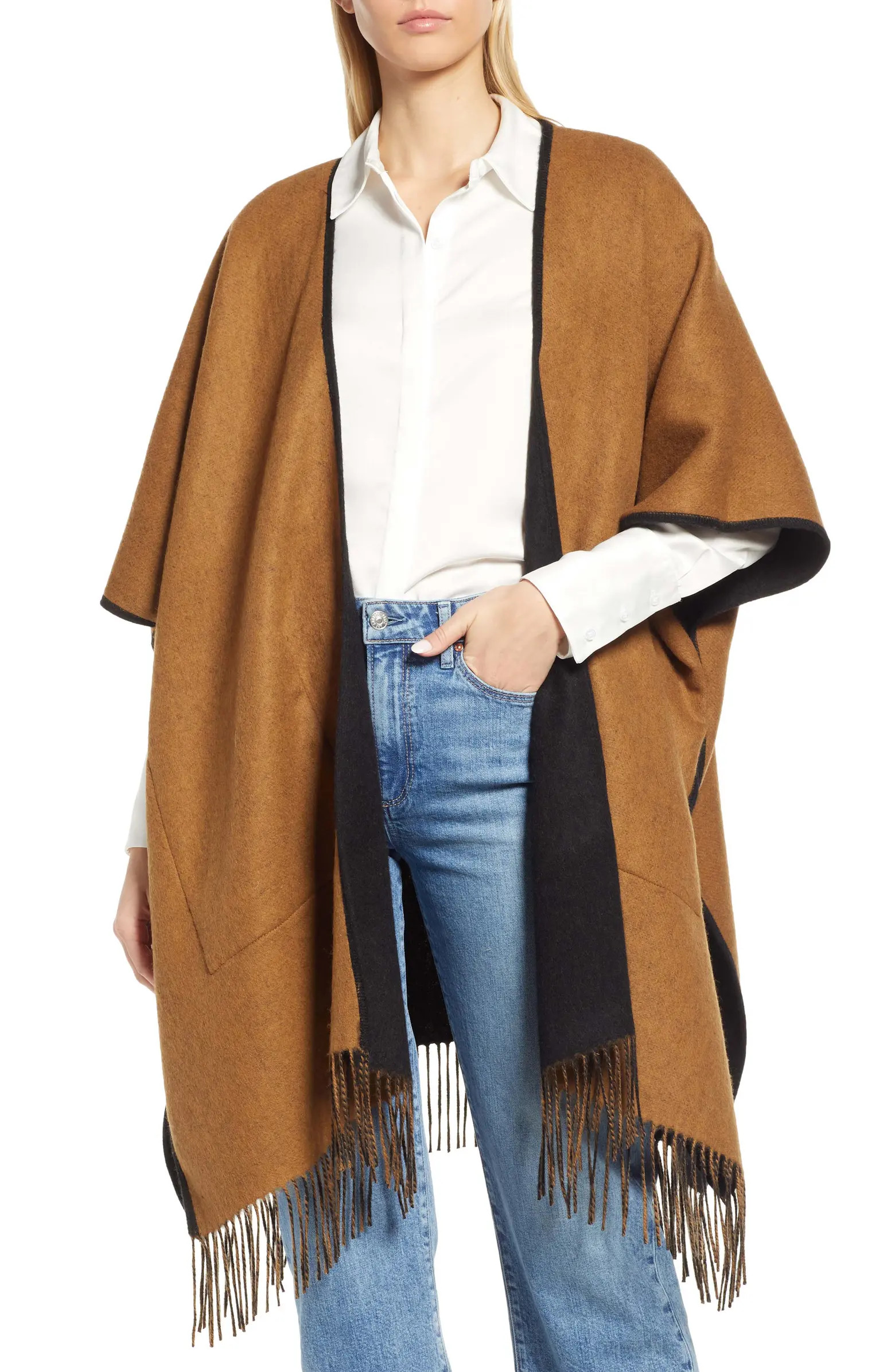 Reversible Wool & Cashmere Travel Ruana | Nordstrom