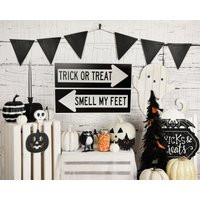 Trick Or Treat Smell My Feet Metal Halloween Sign, Funny Decor, Porch Yard Outdoor Decorations For Halloween, Nostalgic | Etsy (US)