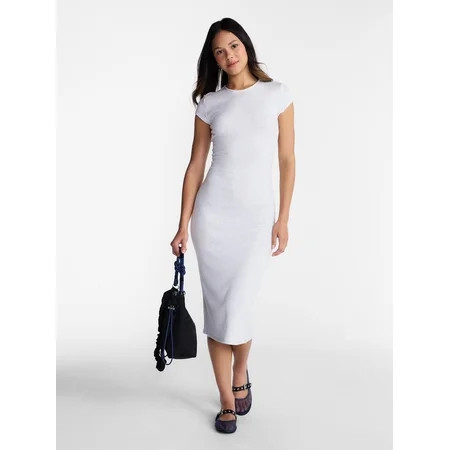 No Boundaries Crewneck Midi Dress with Short Sleeves Women s XXS-XXL | Walmart (US)