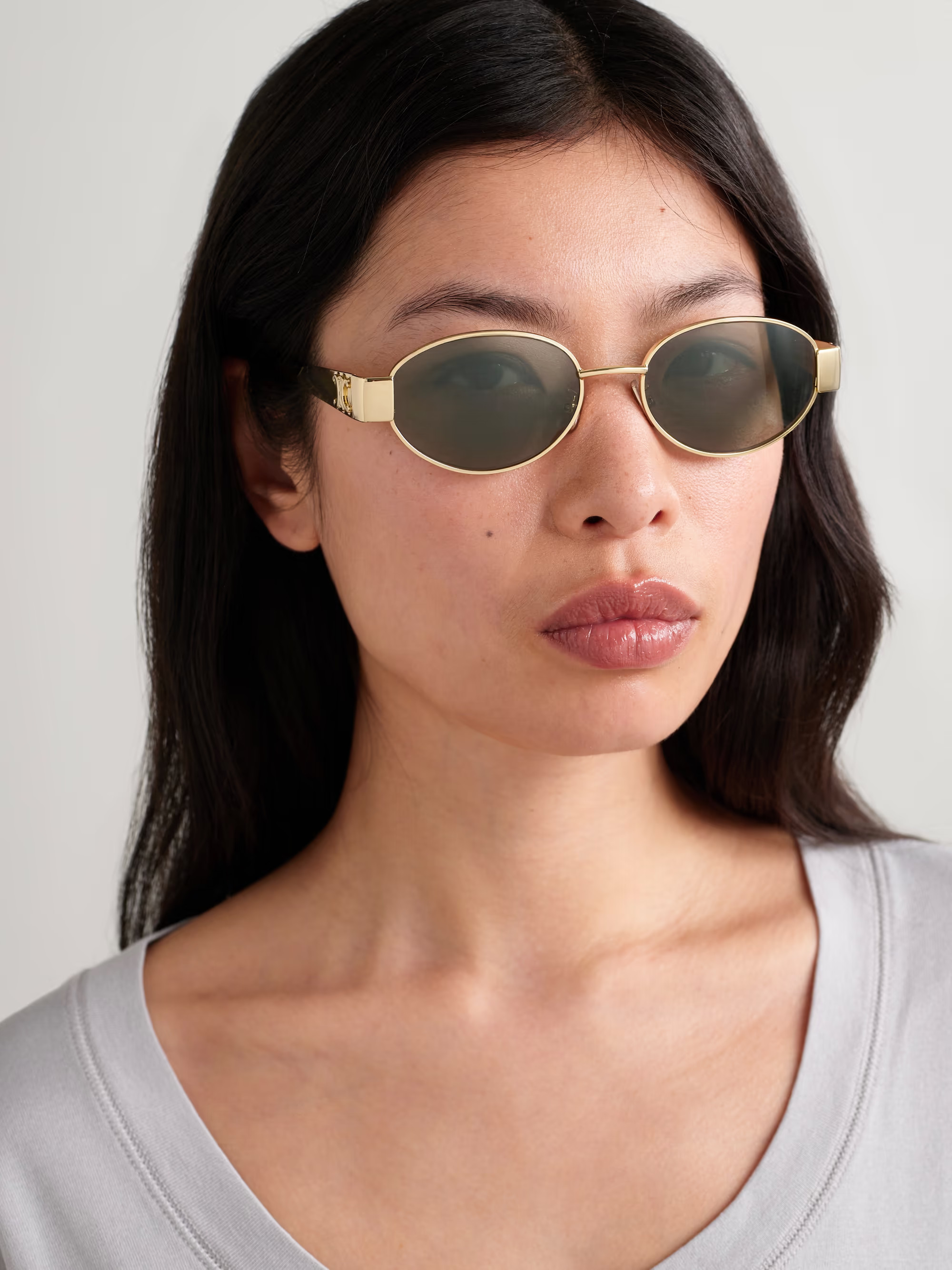 Oval-frame gold-tone and tortoiseshell acetate sunglasses | NET-A-PORTER (US)