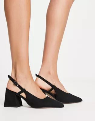 ASOS DESIGN Sydney slingback mid heels in black | ASOS (Global)