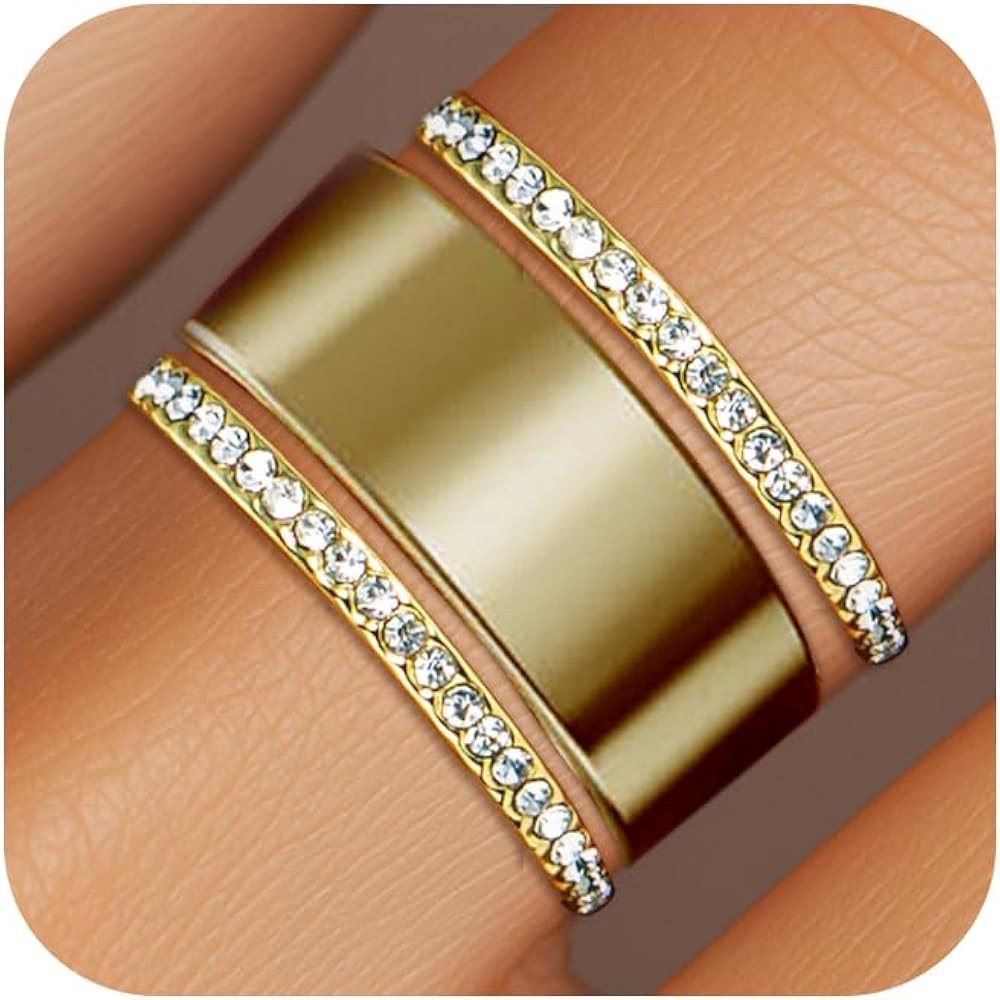 2-Pack 14K Gold Plated Stacking Rings for Oura Ring Gen 4/Gen 3, Cubic Zirconia Simulated oura ri... | Amazon (US)