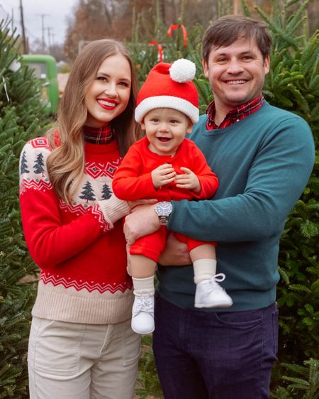 Christmas tree farm outfits. Cozy Christmas sweater, festive plaid turtleneck, corduroy pants. Santa hat and baby boy dress shoes. Amazon and Target finds.

#LTKfamily #LTKHoliday #LTKbaby