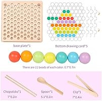 QZM Wooden Peg Board Beads Game, Puzzle Color Sorting Stacking Art Toys for Toddlers, Counting To... | Amazon (US)