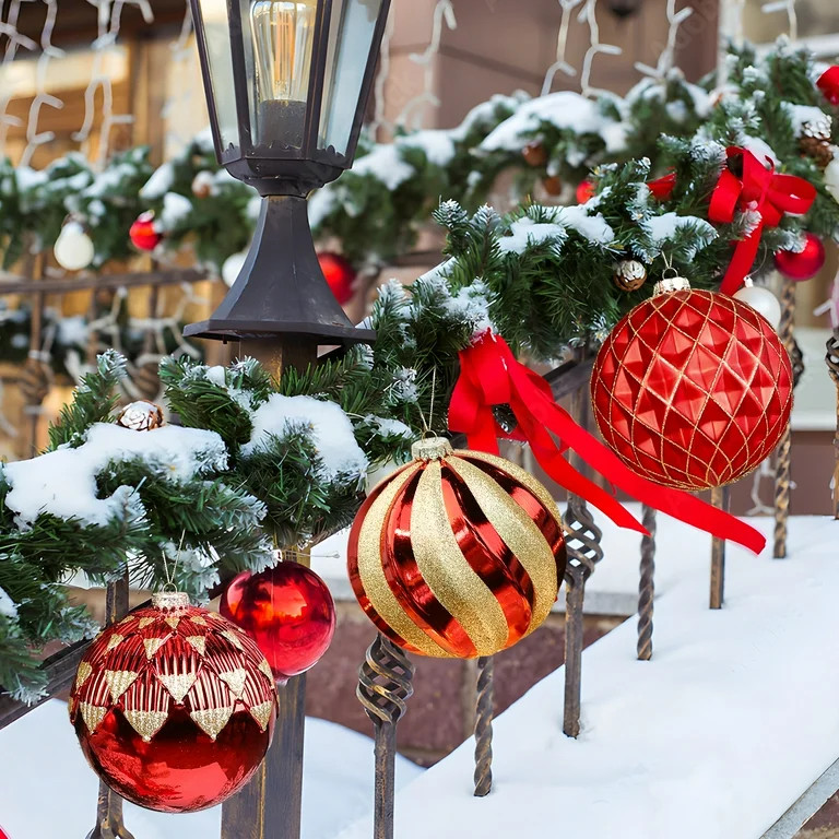 4ct Christmas Ball Ornaments, 6 Inch Shatterproof Xmas Tree Decorations, Plastic Baubles for Holi... | Walmart (US)