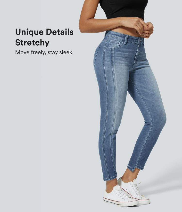 Halara Flex™ Mid Low Rise Zipper Pockets Casual Skinny Jeans | HALARA