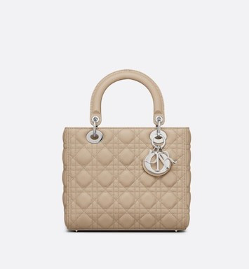 Medium Lady Dior Bag Natural Grained Cannage Calfskin | DIOR | Dior Couture