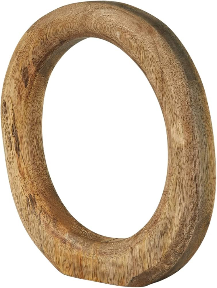 Modern Decorative Carved Wood Standing Circle, Natural | Amazon (US)