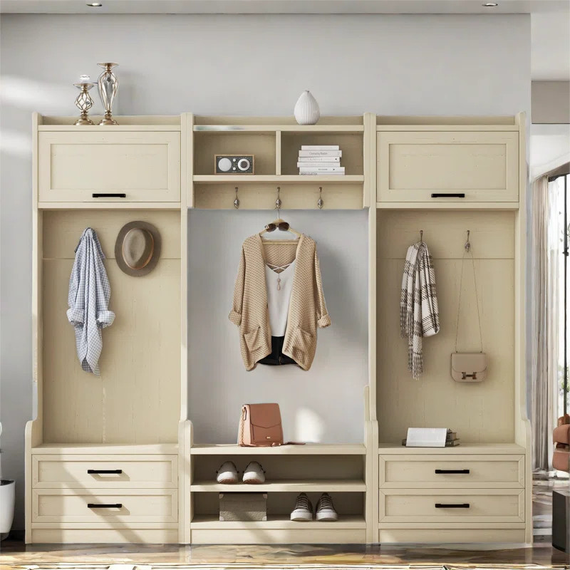 Red Barrel Studio® Karlea Hall Tree 78'' Wide with Bench and Shoe Storage | Wayfair | Wayfair North America