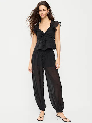 High-Waisted Chiffon Harem Pants | Old Navy (US)